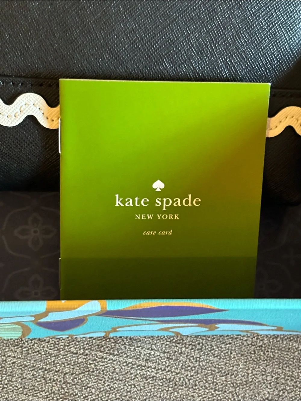 kate spade Black Leather Zip Small Purse Cream Scallop Trim